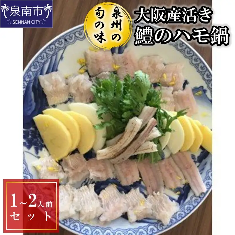 【泉州の旬の味】大阪産活き鱧のハモ鍋（1～2人前）セット 活き鱧 鱧鍋 鍋セット 魚 魚介 海産物 野菜 新鮮 骨切 ふるさと納税 人気【配送不可地域：北海道・沖縄・離島】【015D-020】