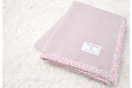 名入れ可 綿100%ベビー毛布 (ベージュピンク／花) 85×115cm 毛布の町泉大津市産 N-MM400 [3337] | ベビーブランケット ベビーブランケット