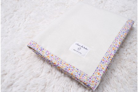 名入れ可 綿100% ベビー毛布 (アイボリー／花) 85×115cm 毛布の町泉大津市産 N-MM400 [3339] | ベビーブランケット ベビーブランケット