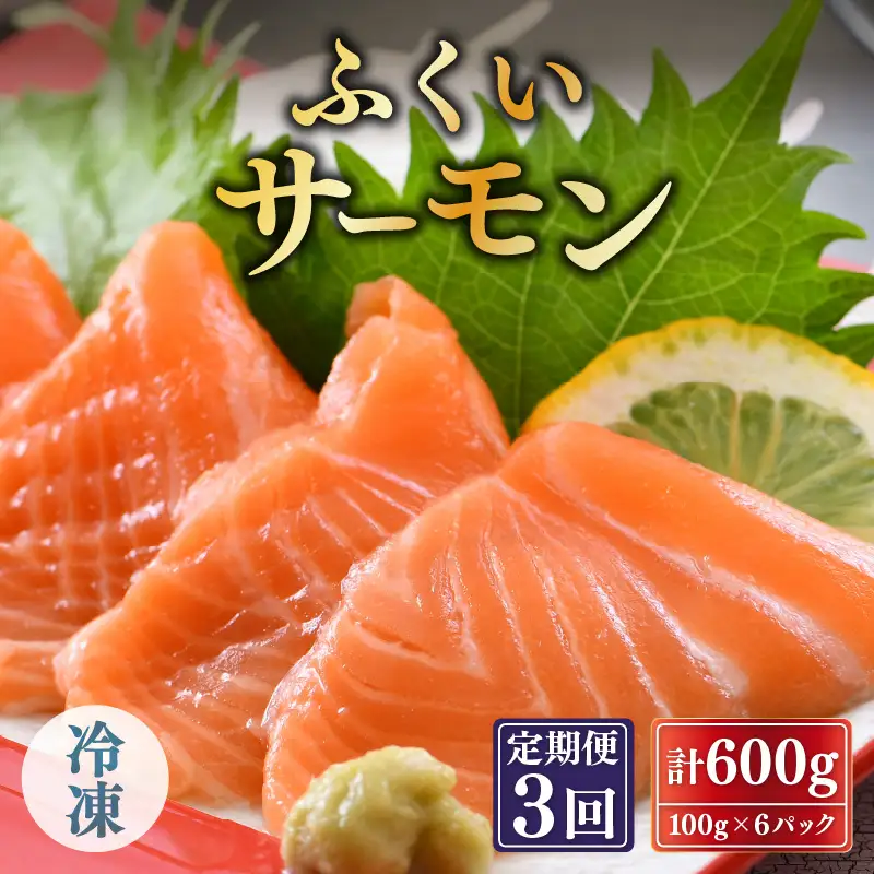 【3ヶ月連続お届け】ふくいサーモン 600g (刺身用) 真空冷凍 100g×6パック×3回【サーモン 鮭 刺身 サケ 小分け 生食 国産】 [F-6203]