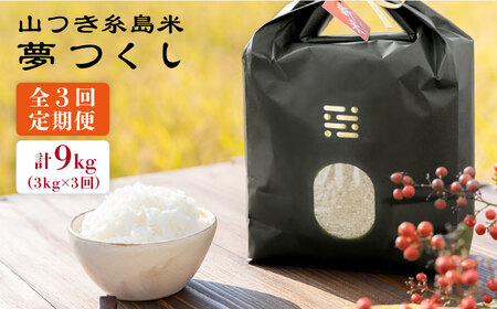 【全3回定期便】糸島 で 農薬 を使わずに育てた 山つき 糸島米 3kg （ 夢つくし ）《糸島》【itoshimacco / 株式会社やました】 [ARJ031]