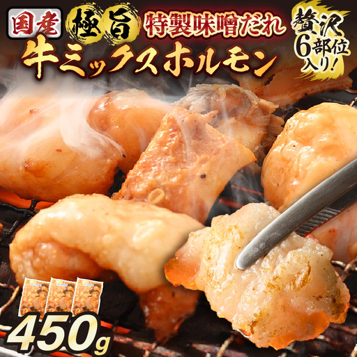 【国産牛ホルモン】訳ありミックスホルモン150ｇ×3袋 [e03-a058]
