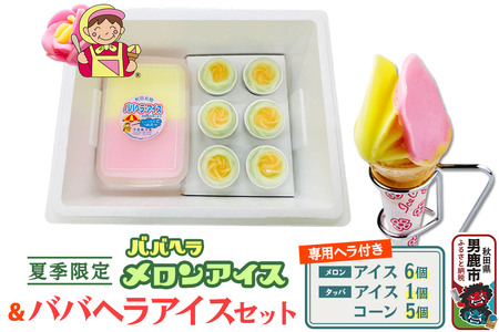 ババヘラ・メロンバラ盛りカップ＆タッパアイスセット【進藤冷菓】 ご当地アイス