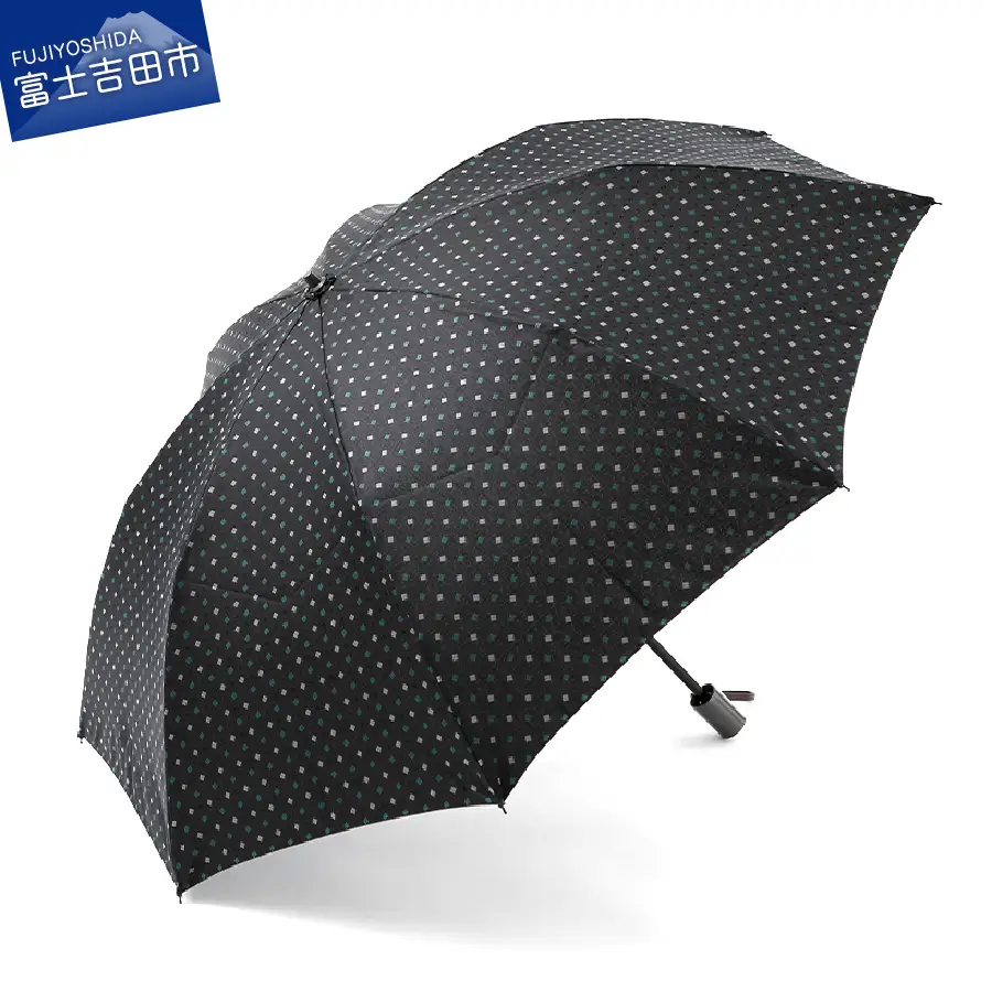 ネクタイ柄 紳士 折りたたみ傘 晴雨兼用傘 ネイビー×グリーン プレゼント