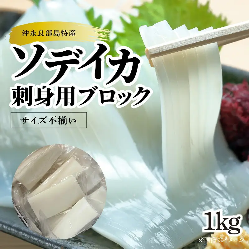 【 サイズ不揃い 】 ソデイカ ・ 刺身用ブロック 1kg/ 沖永良部島特産 W009-055u 魚 冷凍 イカ 加工品