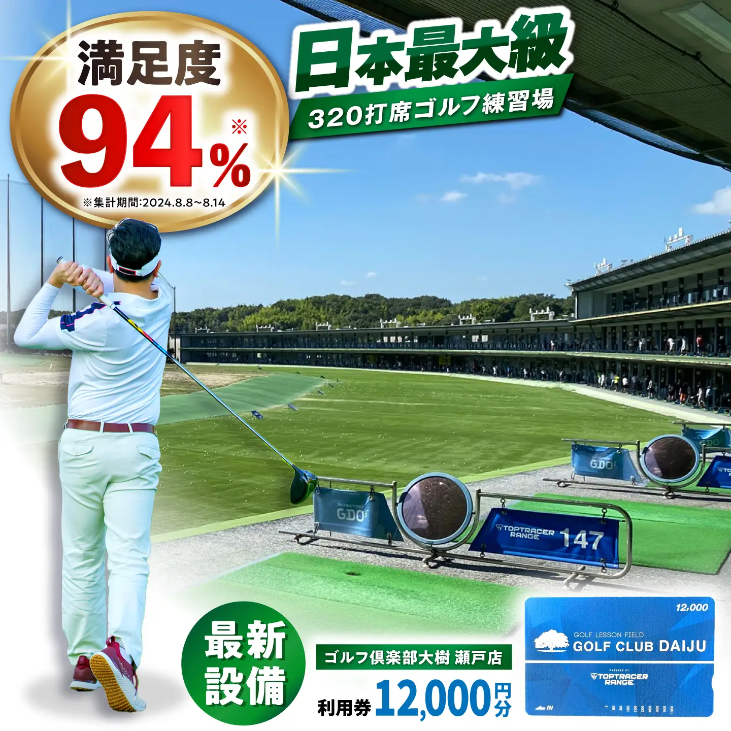 ゴルフ場 施設利用券 12,000円分[BBEC002]ゴルフ倶楽部大樹瀬戸店