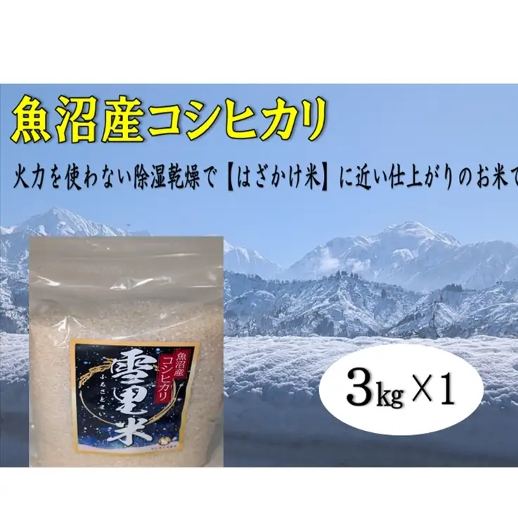 【令和8年産 先行予約】生産者直送！魚沼産コシヒカリ 雪里米（ふるさとまい）精米 3kg お米 ライス ご飯 主食 新潟県産 産地直送 