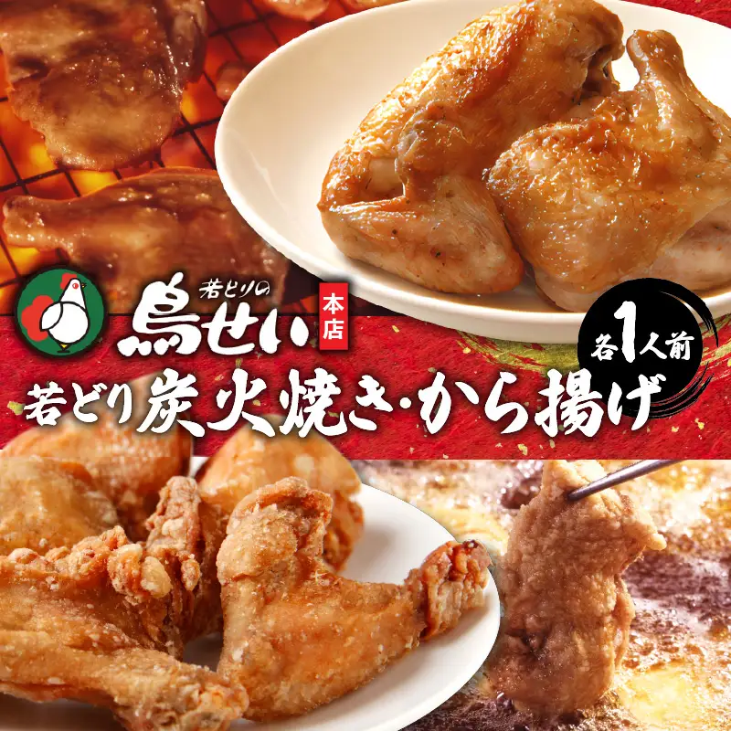 鳥せい本店 の 若どり 炭火焼き & から揚げ セット ( 各1人前 )  【 鶏肉 手羽 むね肉 もも肉 詰め合わせ 真空パック 冷蔵 職人技 こだわり お取り寄せ 北海道 清水町 】_S004-0009-20260623