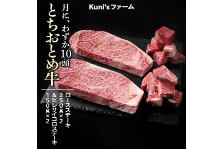 とちおとめ牛　ロースステーキ250g×2＆ヒレサイコロステーキ150g×2セット 牛肉 ステーキ サイコロステーキ◇