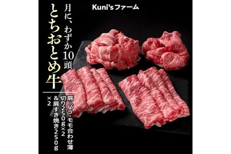 とちおとめ牛　肩・バラ・モモ合わせ薄切り250g×2＆肩すき焼き250g×2セット 牛肉 すき焼き すきやき◇