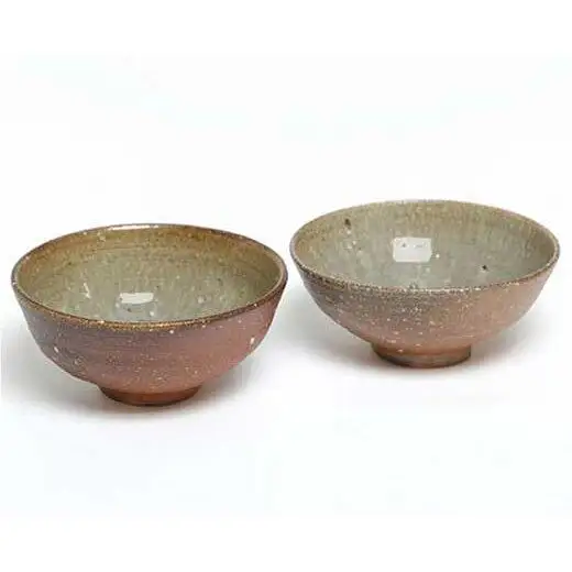 信楽焼 焼締＋淡海釉麺鉢 二個組