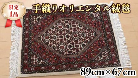 【限定1品】ビジャー産 手織り 絨毯 ラグマット カーペット／ウール 玄関マットサイズ 89×67cm 高品質 じゅうたん ラグ（FS-22129） 