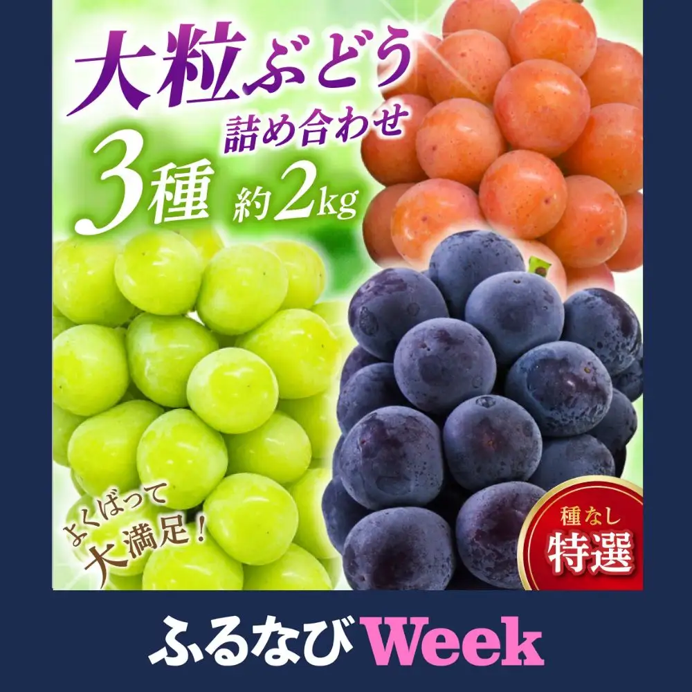 【ふるなびWEEK対象】シャインマスカット 大粒ぶどう3種詰め合わせ 食べ比べシャインマスカット入り 【nisfarm010-02-f】