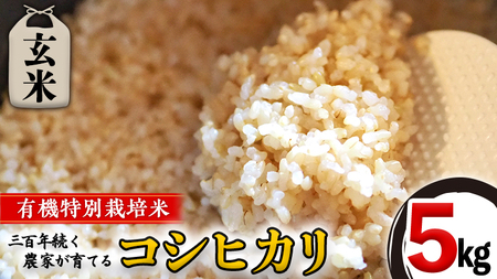 【 先行予約 】＜ 令和6年産 ＞ 三百年 続く 農家 の 有機特別栽培米 コシヒカリ ( 玄米 5kg ) 有機栽培 農創 米 こめ コメ ごはん 玄米 国産 茨城県産 おいしい 新生活 プレゼント 新生活応援 必要なもの 便利 おすすめ 消耗品 一人暮らし 二人暮らし 必要