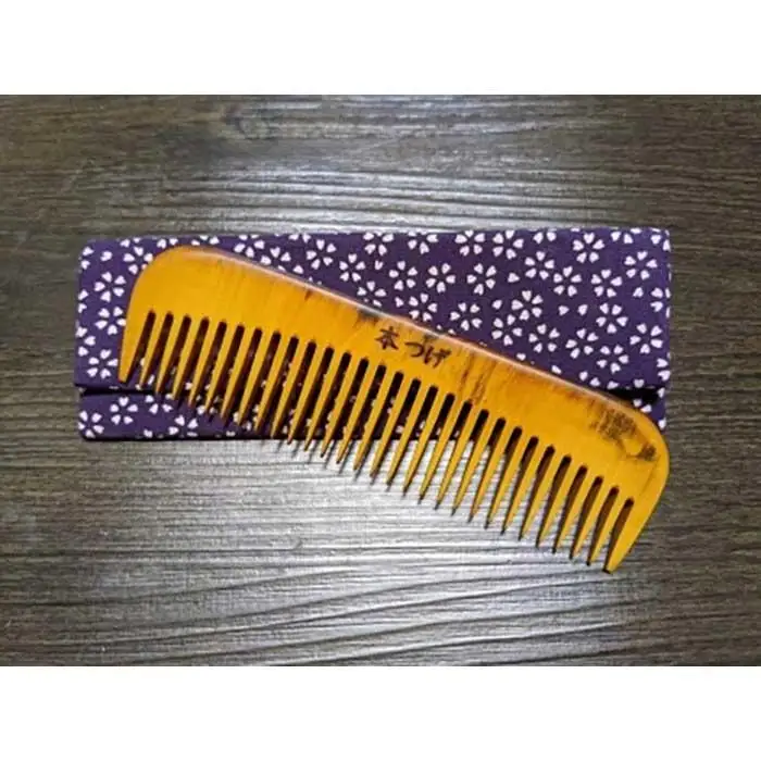 つげ櫛の櫛留商店　本つげ材すす櫛（荒歯）袋付　※約１３．５ｃｍ
