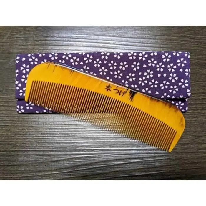 つげ櫛の櫛留商店　本つげ材すす櫛（細歯）袋付　※約１３．５ｃｍ