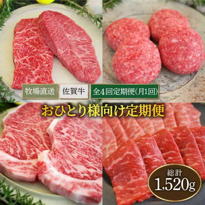 【4回定期便】佐賀牛 お一人様向け 定期便 / 牛肉 [IAH174]