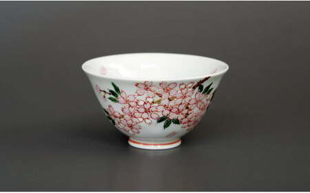 有田焼 中山陶和堂×宮崎一樹コラボ「桜花爛漫」ご飯茶碗【中山陶和堂】食器 うつわ 器 磁器 陶磁器 皿 茶碗 お茶碗 飯碗 花 桜 さくら 手描き 華やか 小ぶり ギフト bv022