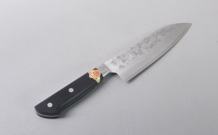 【粉末ハイス】三木章作　本割込み三徳包丁（口金付き黒合板）（名入れを希望する）【北海道・沖縄・離島　配送不可】