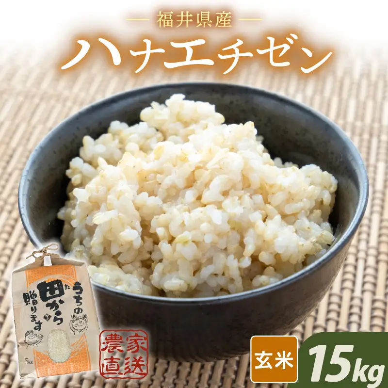 【令和8年産・新米】 ハナエチゼン15kg(5kg×3袋) ～本原農園からまごころコメて～（玄米）[B-8959_02]