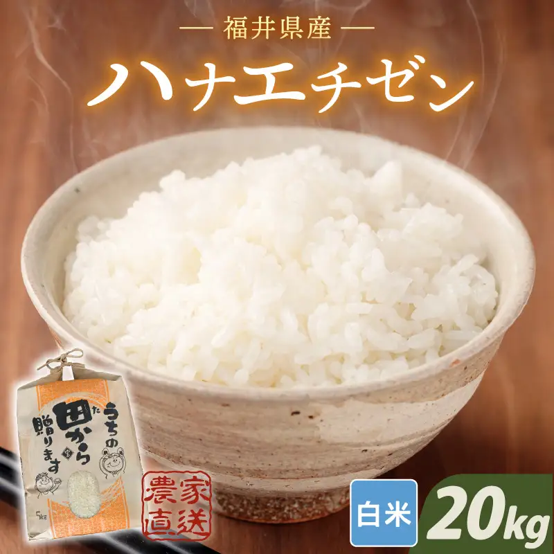 【先行予約】【令和8年産・新米】 ハナエチゼン20kg(5kg×4袋) ～本原農園からまごころコメて～（白米）【2026年9月上旬以降発送予定】 [D-8917_01]