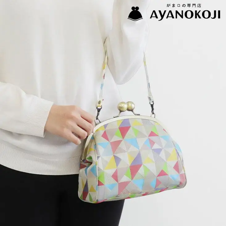 【AYANOKOJI】大玉がま口ハンドバッグ(帯地風車柄　白) | がま口専門店 雑貨 人気ブランド 26,280円