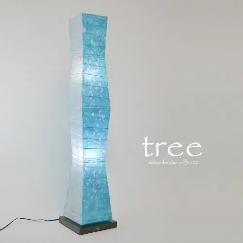 和紙照明 フロアライト tree ラグーン×小倉流紙ブルー B-150-LD