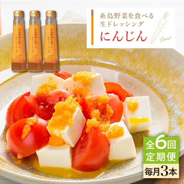【全6回定期便】【 ご家庭用 】 糸島 野菜 を 食べる 生 ドレッシング （ 人参 × 3本 ） 《糸島》【糸島正キ】 [AQA030]