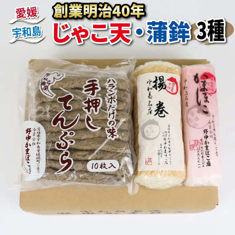 じゃこ天 蒲鉾 3種 セット 揚巻 紅かまぼこ 野中かまぼこ店 天ぷら C015-014002