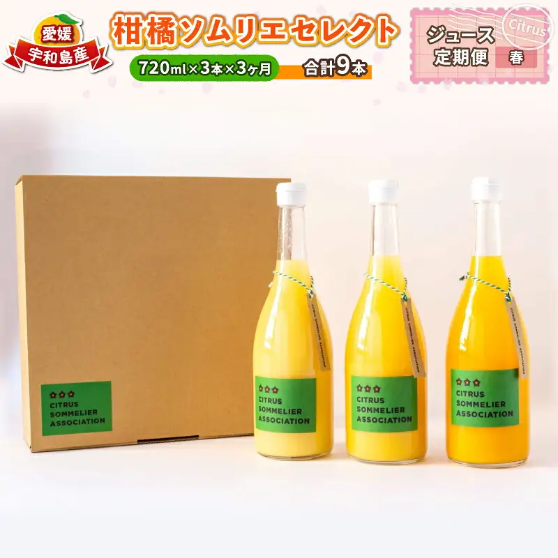 ジュース定期便 3回 720ml × 3本 計9本 柑橘ソムリエ 定期便 H040-064002
