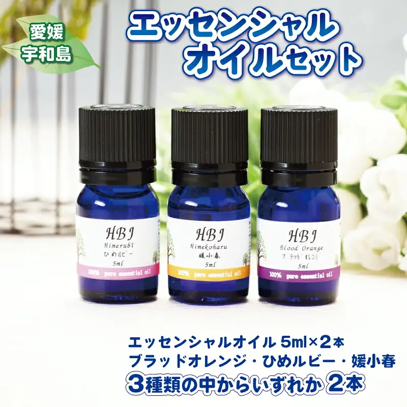 エッセンシャルオイル セット 5ml × 2本 ひめ美じん 柑橘アロマ ブラッドオレンジ ひめルビー 媛小春 柑橘 自然 天然 アロマオイル アロマディフューザー 香り リラックス オイル 精油 美容 健康 雑貨 日用品 ギフト プレゼント 国産 愛媛 宇和島 K020-078001