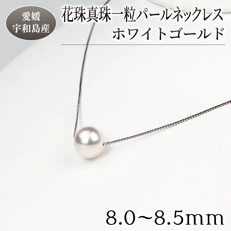 パール 花珠一粒 パールネックレス 8.0-8.5mm ホワイトゴールド 宇和海真珠 A150-102003