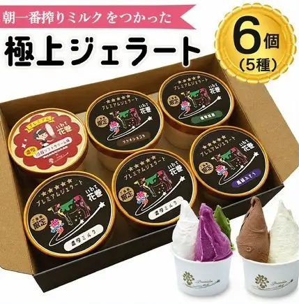 花巻発！極上ジェラート6個セット 120ml×厳選5種類 【1333】