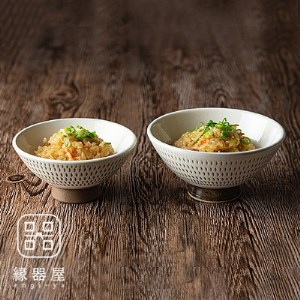 小石原焼 カネハ窯 飛び鉋飯碗 大小セット(全飛び鉋) AA90