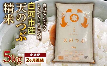 ＜定期便＞白河市産天のつぶ精米5kg×2ヶ月連続 米 お米 コメ ごはん ご飯 食品 F25R-019