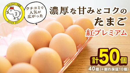 紅プレミアム 卵 50個 （ 40個 入り ＋ 割れ保障 10個 ）