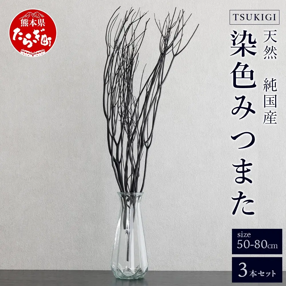 【インテリア】 TSUKIGI みつまた 50cm～80cm ＜染色＞インテリア オブジェ 高級 純国産 インテリア ナチュラル ドライフラワー お洒落 シンプル 048-0459