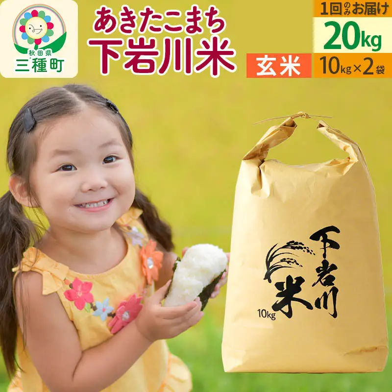 【R8年新米予約】 【玄米】あきたこまち 20kg (10kg×2袋) 秋田県三種町産 令和8年産 下岩川米