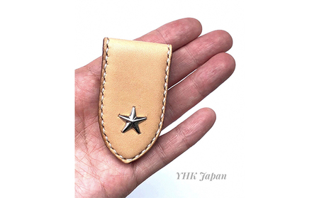 マネークリップ 星鋲付き マグネット式 手縫い マネークリップ