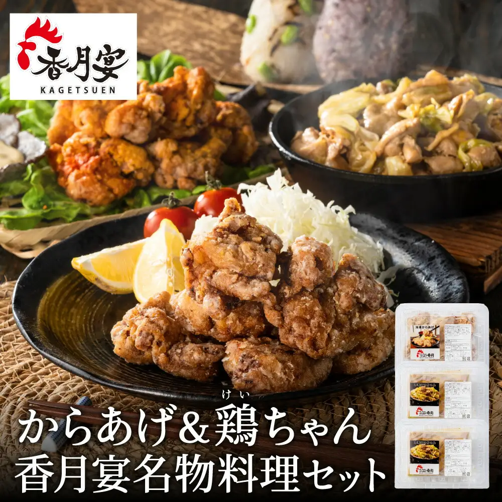 【調理済・冷凍】香月宴の鶏ちゃん・からあげセット 計810g 