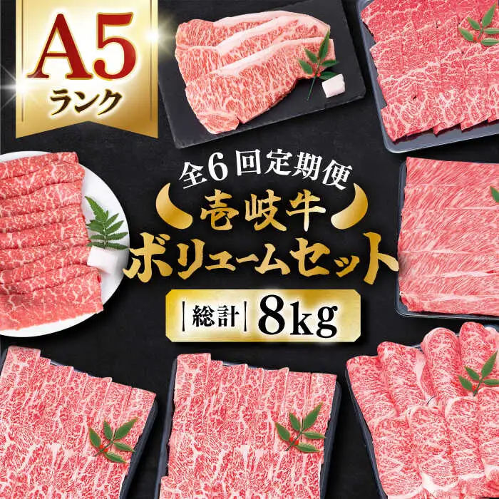 【全6回定期便】 壱岐牛ボリュームセット 約8kg 《壱岐市》【土肥増商店】 長崎 壱岐産 黒毛和牛 牛肉 ステーキ しゃぶしゃぶ 食べ比べ [JDD031] 371000 371000円