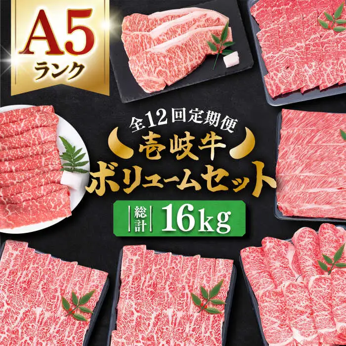 【全12回定期便】 壱岐牛 ボリュームセット 約16kg 《壱岐市》【土肥増商店】 長崎 壱岐産 黒毛和牛 牛肉 ステーキ しゃぶしゃぶ 食べ比べ [JDD032]