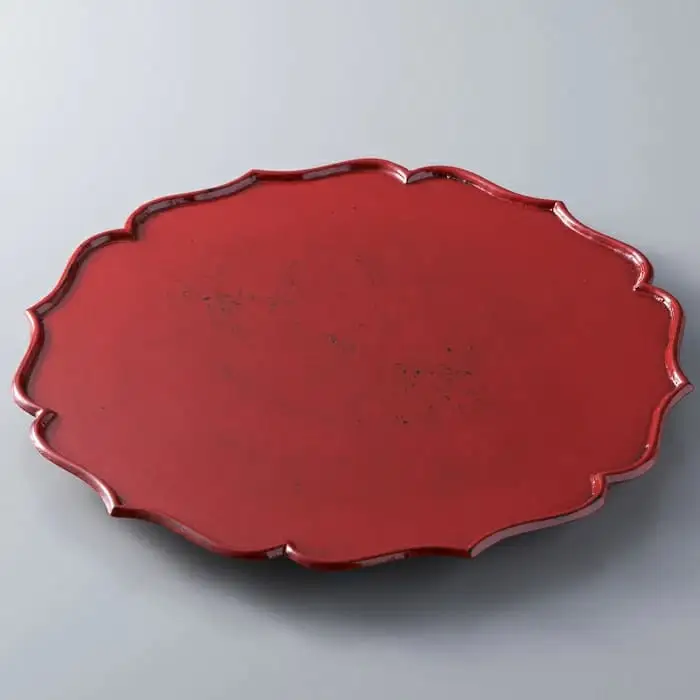 【L-592】木用美工房 朱漆根来輪花皿Ｂ ［高島屋選定品］