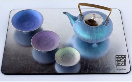 有田焼 麟 Lin 屠蘇器セット (Emerald / Blue & Purple & Green)【金照堂】酒器 お屠蘇 屠蘇 盃 セット エメラルド ブルー パープル グリーン 上品 華やか お祝い ハレの日 bj056