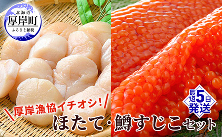 鱒すじこ醤油漬 100g×2 ほたて貝柱 500g セット