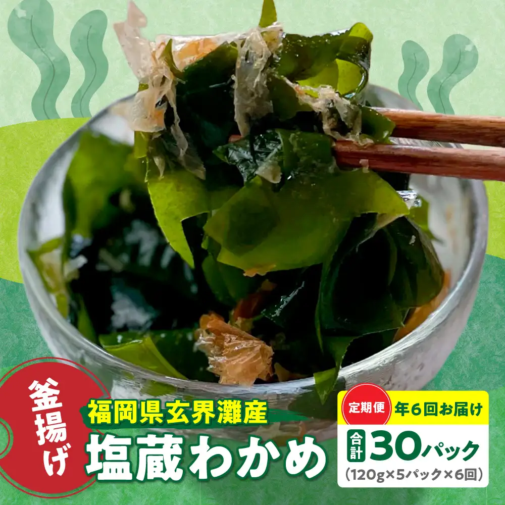 【定期便/年６回/奇数月お届け】釜揚げ塩蔵わかめ（120g×5パック）【マサエイ水産加工】_HB0097