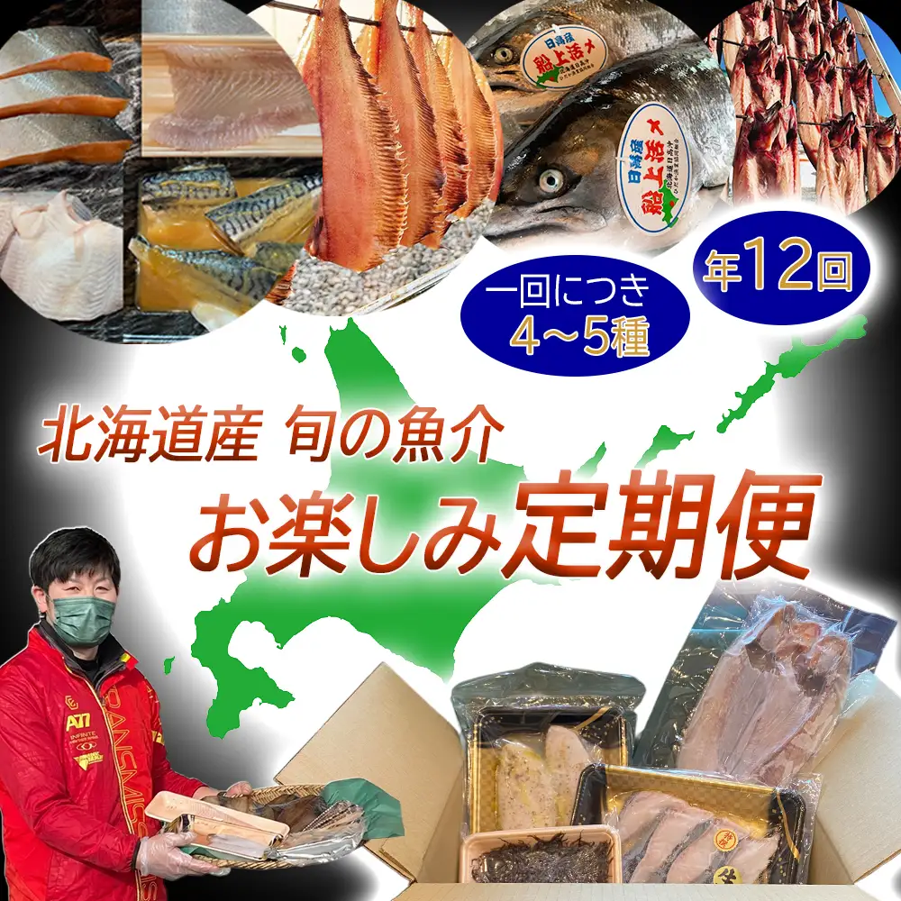 ＜定期便12回＞北海道産 旬の魚介 4～5種 お楽しみ定期便