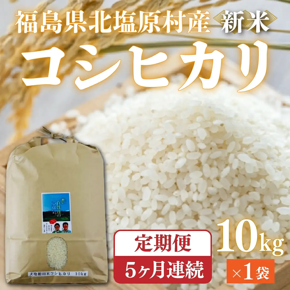 【令和7年産】【5ヶ月定期便】会津・北塩原村産「コシヒカリ」10kg×5回お届け(大塩棚田米・標高500ｍ里山栽培） KBK007