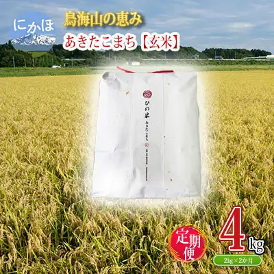 あきたこまち 秋田県産 鳥海山の恵み ひの米 玄米 あきたこまち【計4kg 2kg×2回】【定期便】