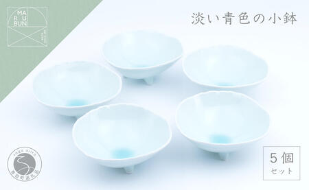 有田焼 淡い青色の美しい小鉢 5個セット まるぶん 5客セット 食器セット デザート皿 取り皿 おもてなし小鉢 小料理屋 上品な小鉢 お洒落 ブルー パステルカラー 30000円 3万円 aw008